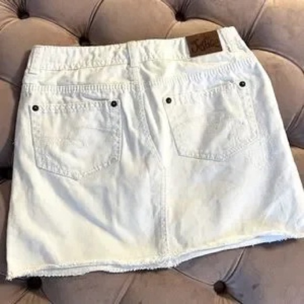 White Denim Mini Skirt - Classic Casual - Picture 3 of 5